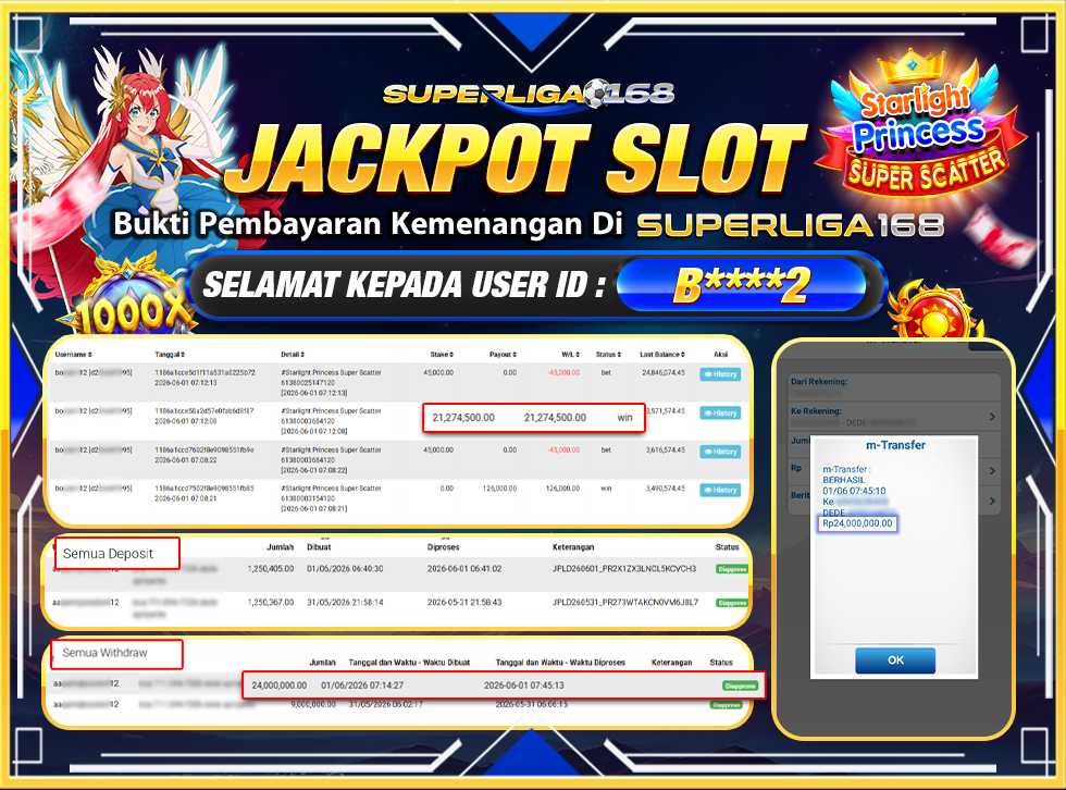 SUPERLIGA168 JACKPOT STARLIGHT PRINCESS SUPER SCATTER Rp.24,000,000LUNAS